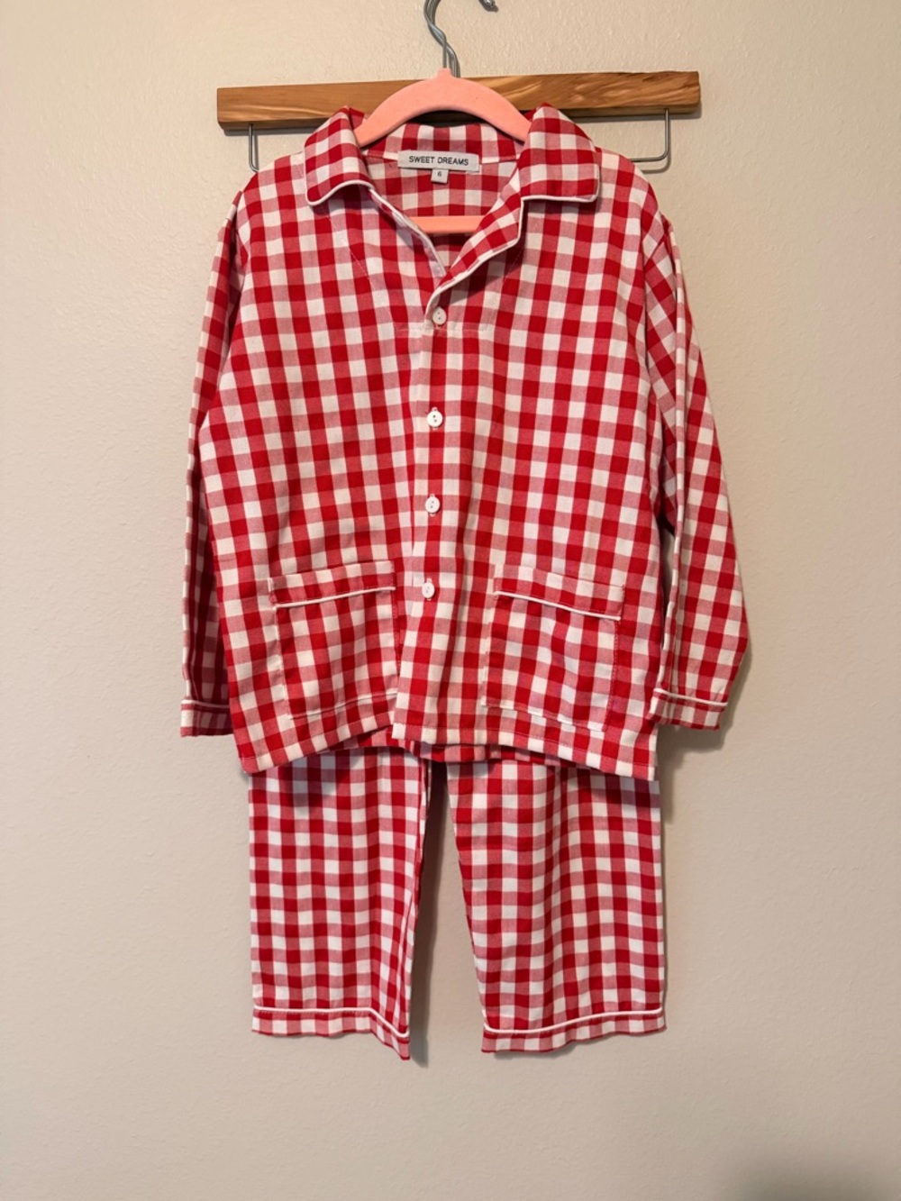 Sweet Dreams Kids Red & White Gingham Two-Piece Pajama Set